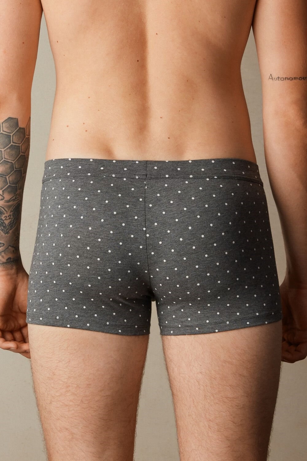 Intimissimi Dotted Boxers in Stretch Supima® Cotton Grey - 063j - Graphite Grey Heather Dot Print | 9120RKILJ