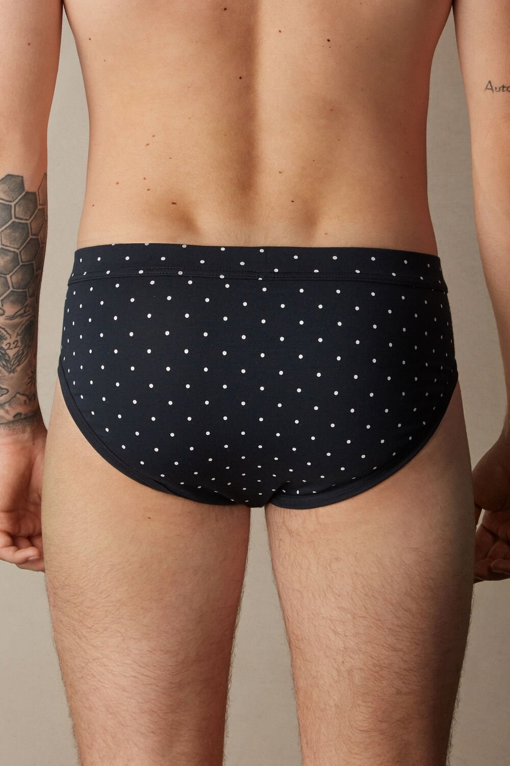 Intimissimi Dotted Briefs in Stretch Supima® Cotton Blue - 049j - Midnight Blue Dot Print | 5347SGLFH