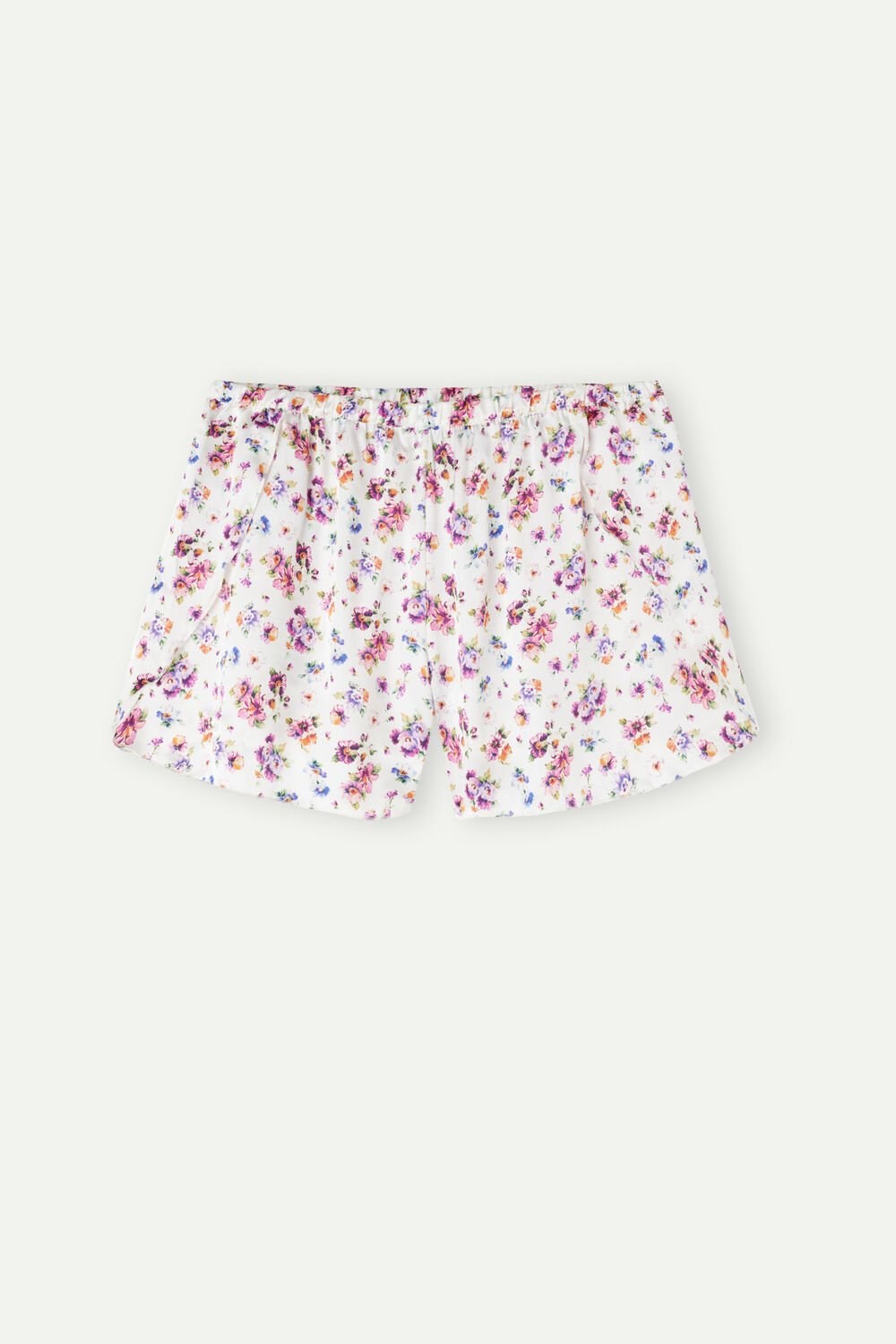 Intimissimi Dreaming of Spring Satin Shorts Print - 208j - White Spring Bouquet Print | 0659VQJEW