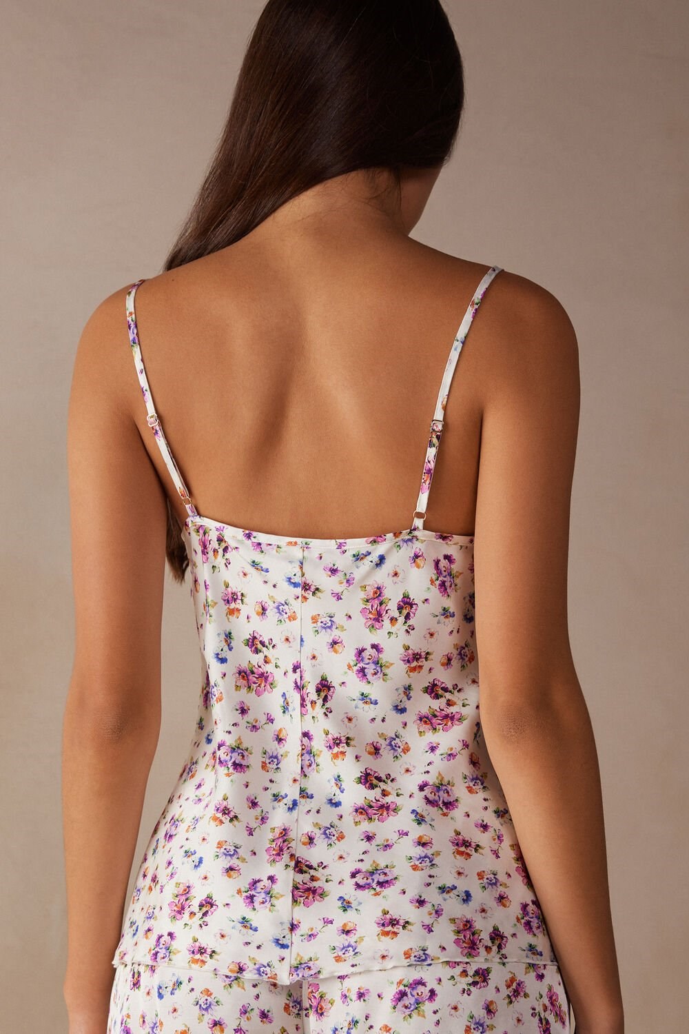 Intimissimi Dreaming of Spring Satin Top Print - 208j - White Spring Bouquet Print | 6039ZQMTX