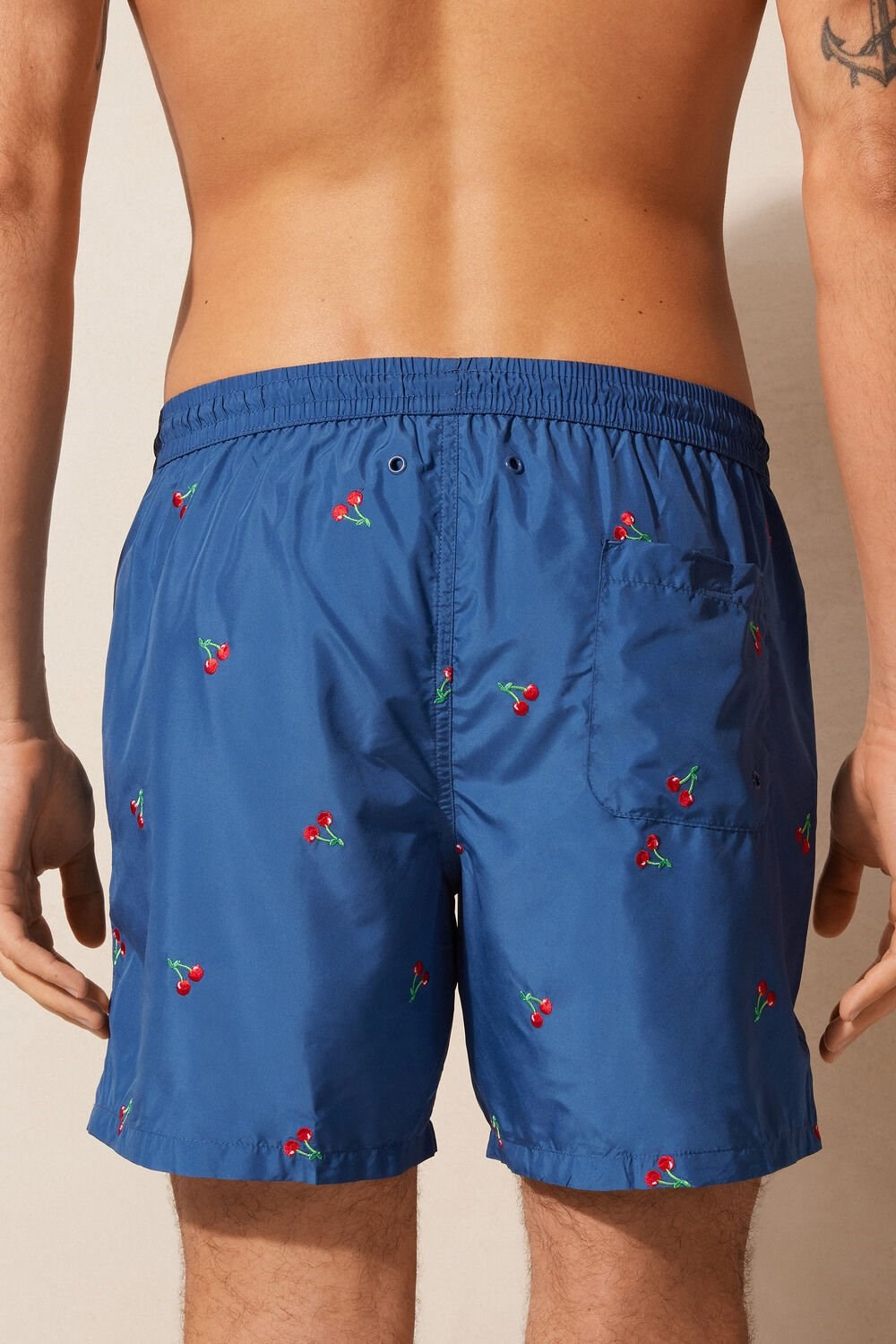 Intimissimi Embroidered Cherry Swim Trunks Blue - 257j - Pacific Blue Cherry Embroidery | 6893RHKUD