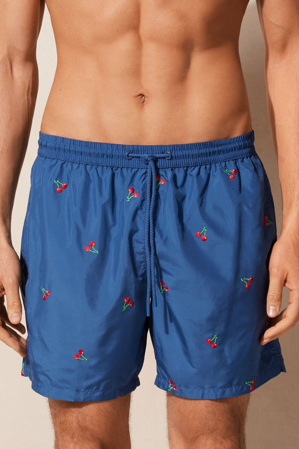 Intimissimi Embroidered Cherry Swim Trunks Blue - 257j - Pacific Blue Cherry Embroidery | 6893RHKUD