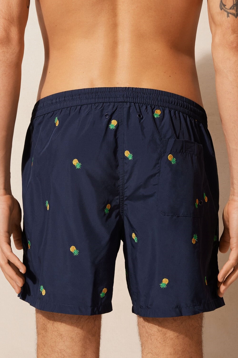 Intimissimi Embroidered Pineapple Swim Trunks Blue - 192j - Intense Blue Pineapple Embroidery | 3958RHUGX