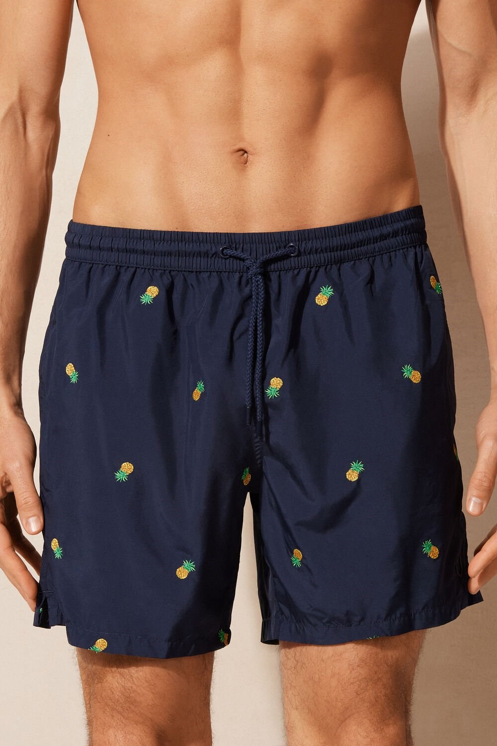 Intimissimi Embroidered Pineapple Swim Trunks Blue - 192j - Intense Blue Pineapple Embroidery | 3958RHUGX