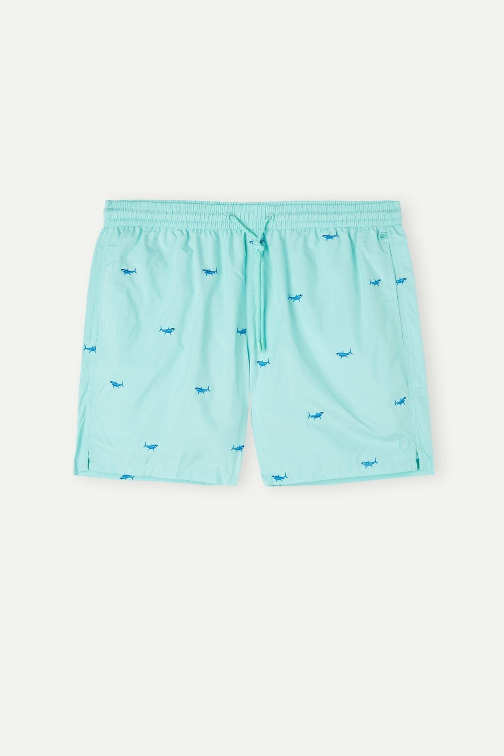 Intimissimi Embroidered Shark Swim Trunks Print - 256j - Aqua Green Shark Embroidery | 4673LMJEB