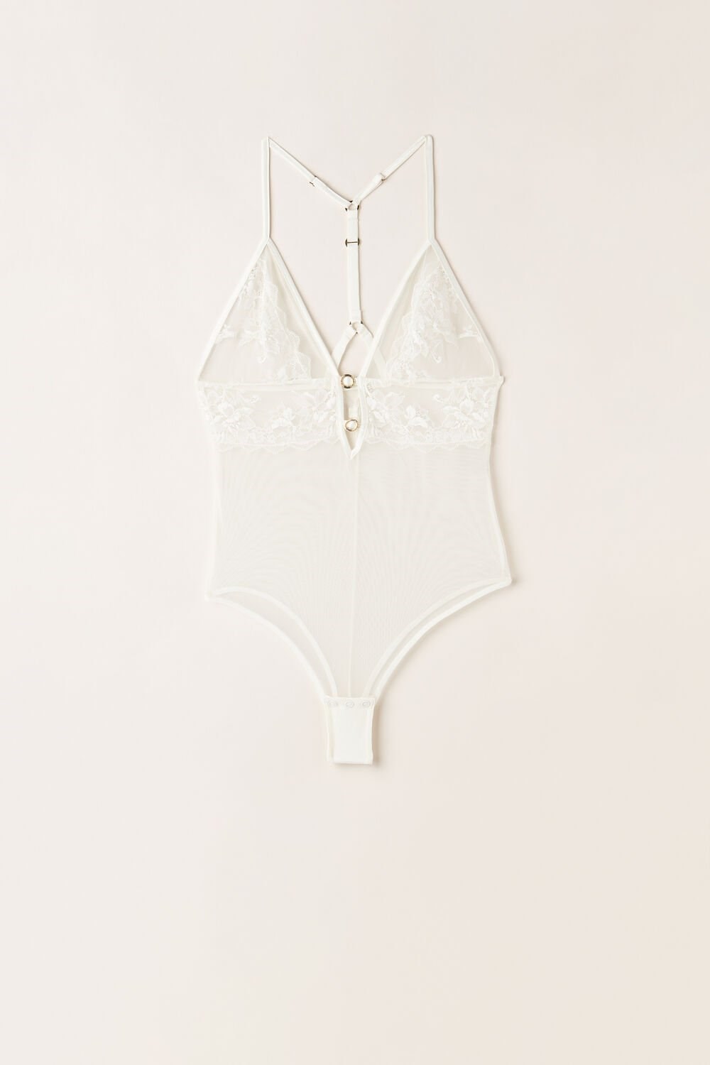 Intimissimi Fearless Femininity Tulle and Lace Bodysuit Ivory - 2127 - Talc White | 2306OQAUF