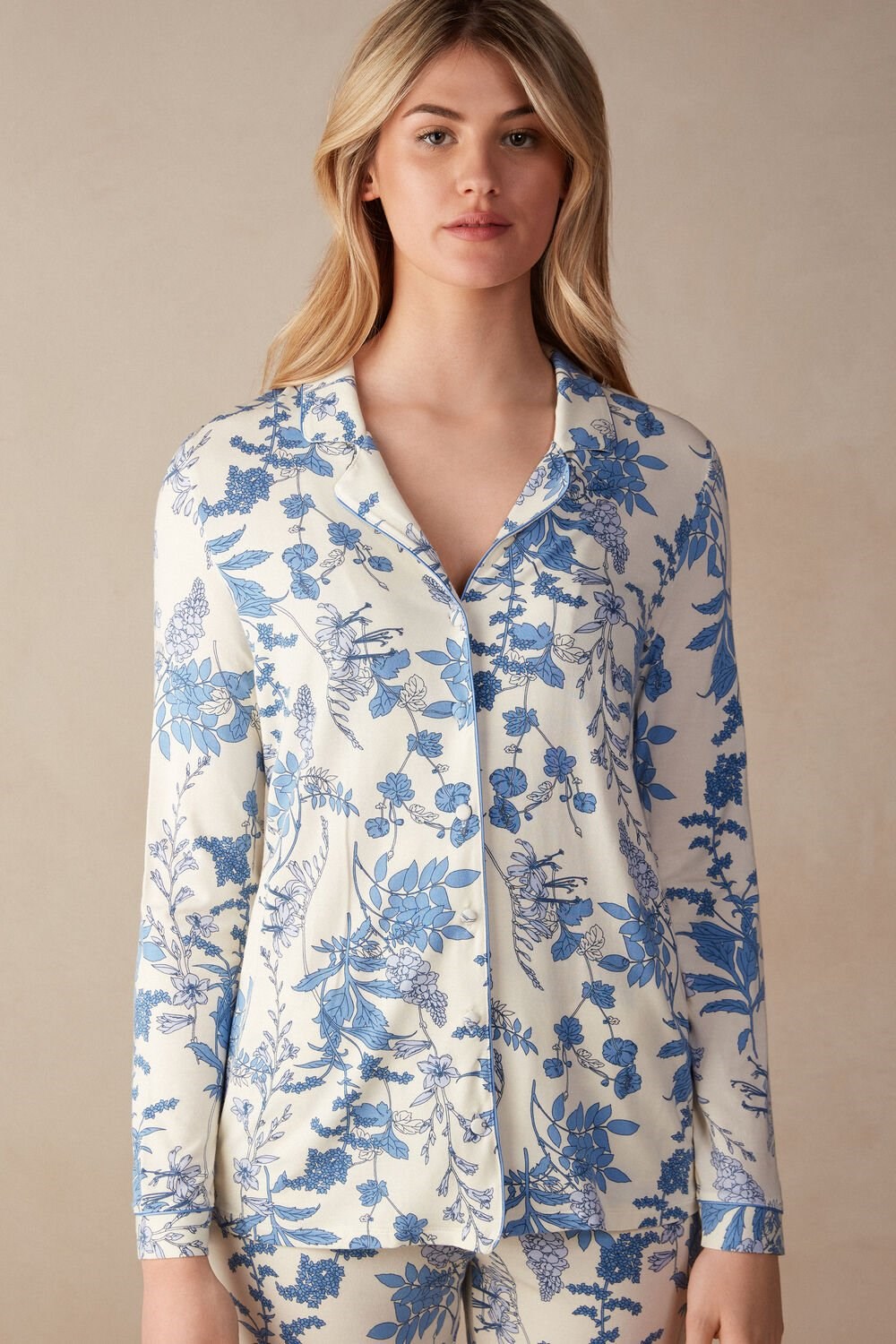 Intimissimi Feeling Beautiful Button Up Shirt in Modal Print - 222j - Feeling Beautiful Print | 8946FQDUN