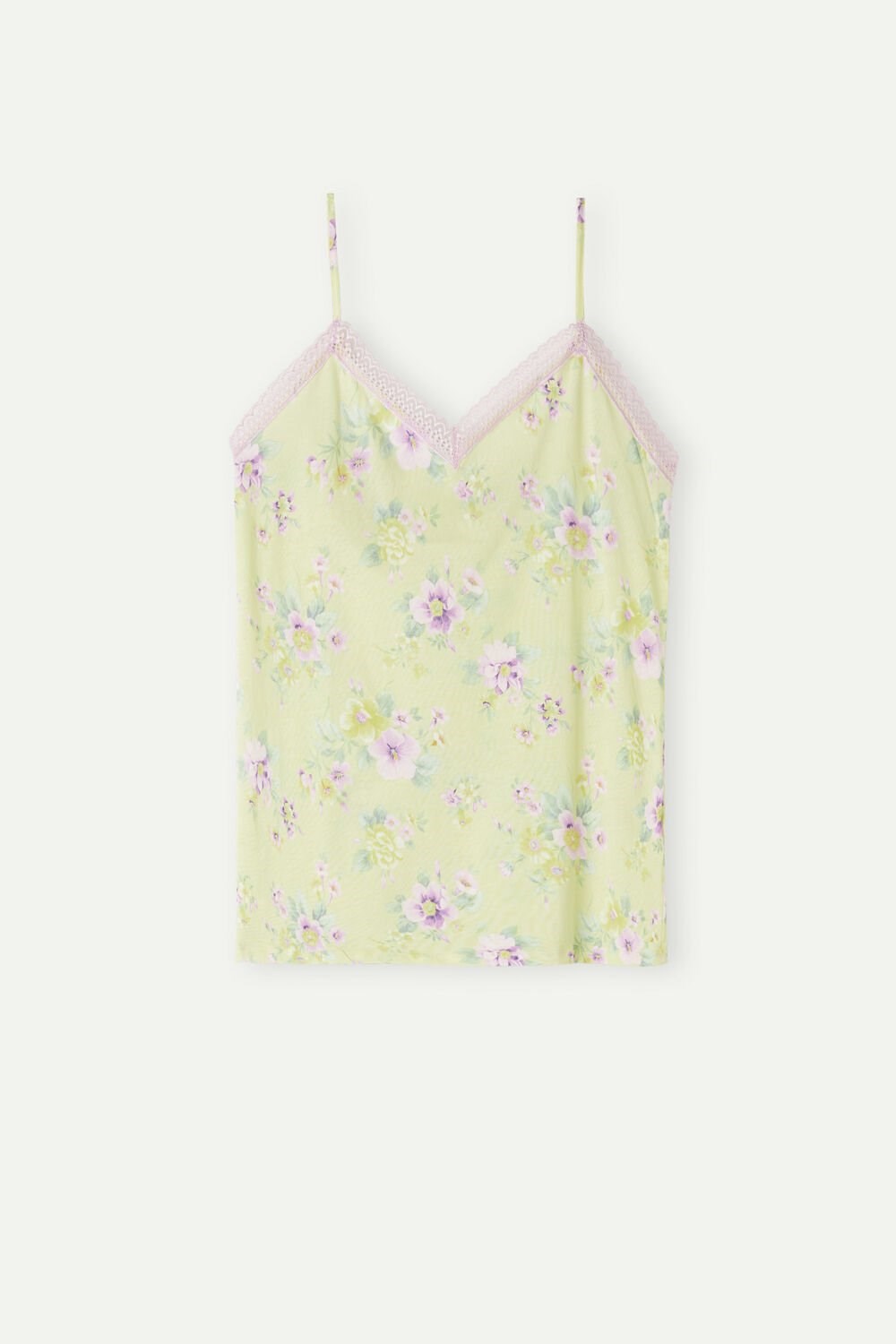 Intimissimi Flower Power Top in Supima® Ultrafresh Cotton Yellow - 870i - Pastel Yellow Floral Print | 0864ELOTP