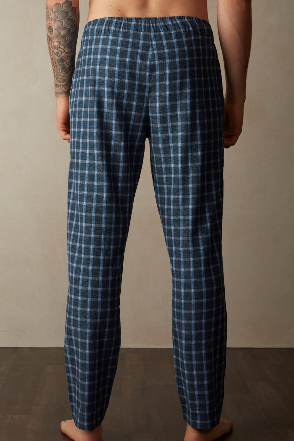 Intimissimi Full Length Pants in Check Patterned Brushed Cloth Blue - 089j - Blue Check | 9637BQKZU