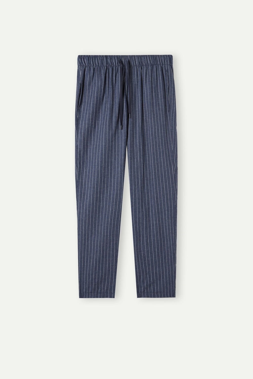 Intimissimi Full Length Pants in Denim Pinstripe Patterned Brushed Cloth Blue - 091j - Denim Blue Heather Pinstripe | 8763BWIJL