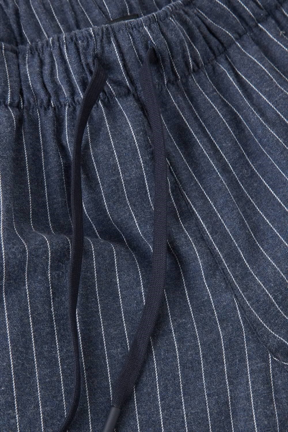 Intimissimi Full Length Pants in Denim Pinstripe Patterned Brushed Cloth Blue - 091j - Denim Blue Heather Pinstripe | 8763BWIJL