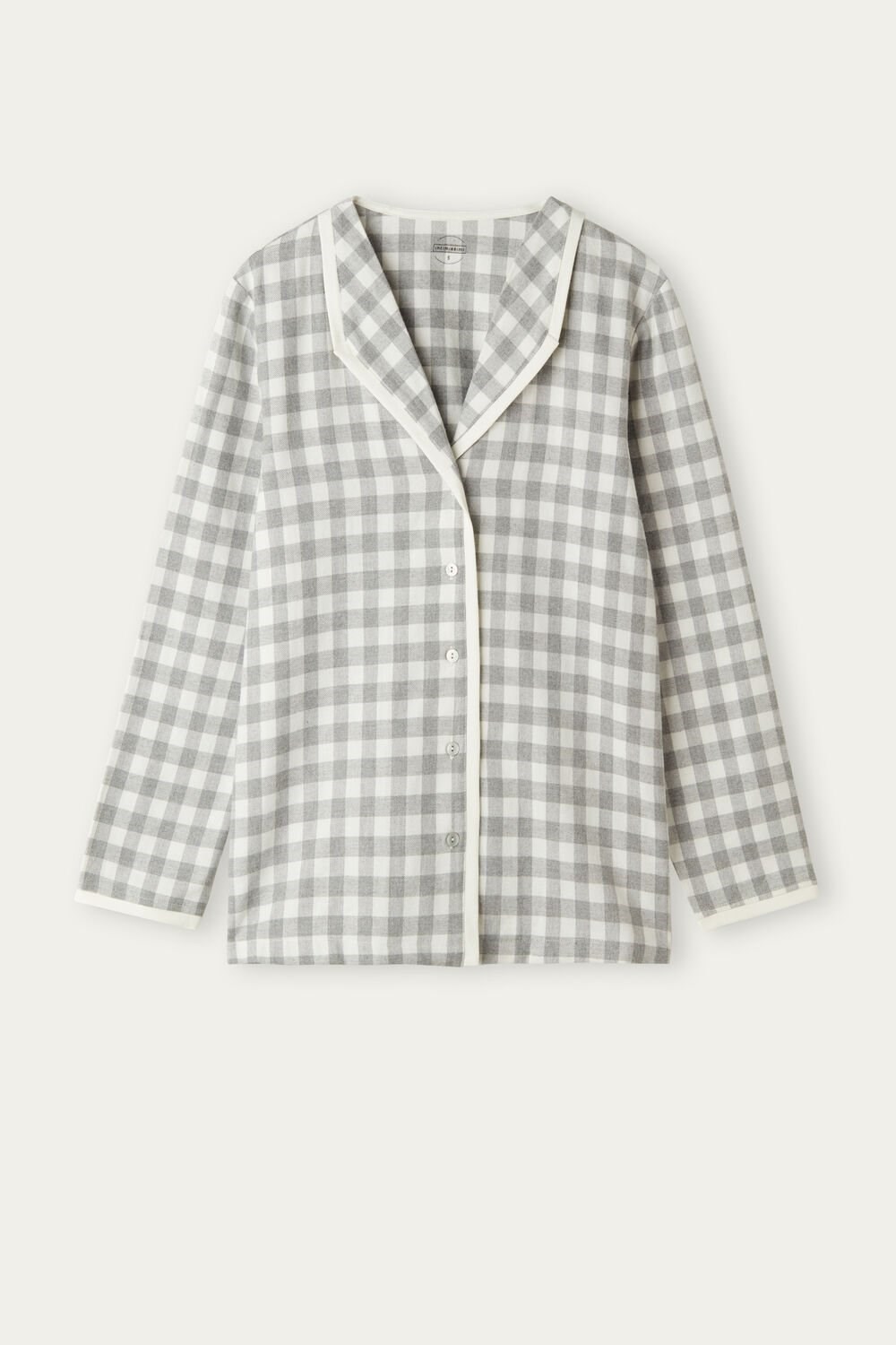 Intimissimi Gingham Lover Shirt in Brushed Cloth White - 896i - Heathered Grey Square / Talc | 1548XFHAR