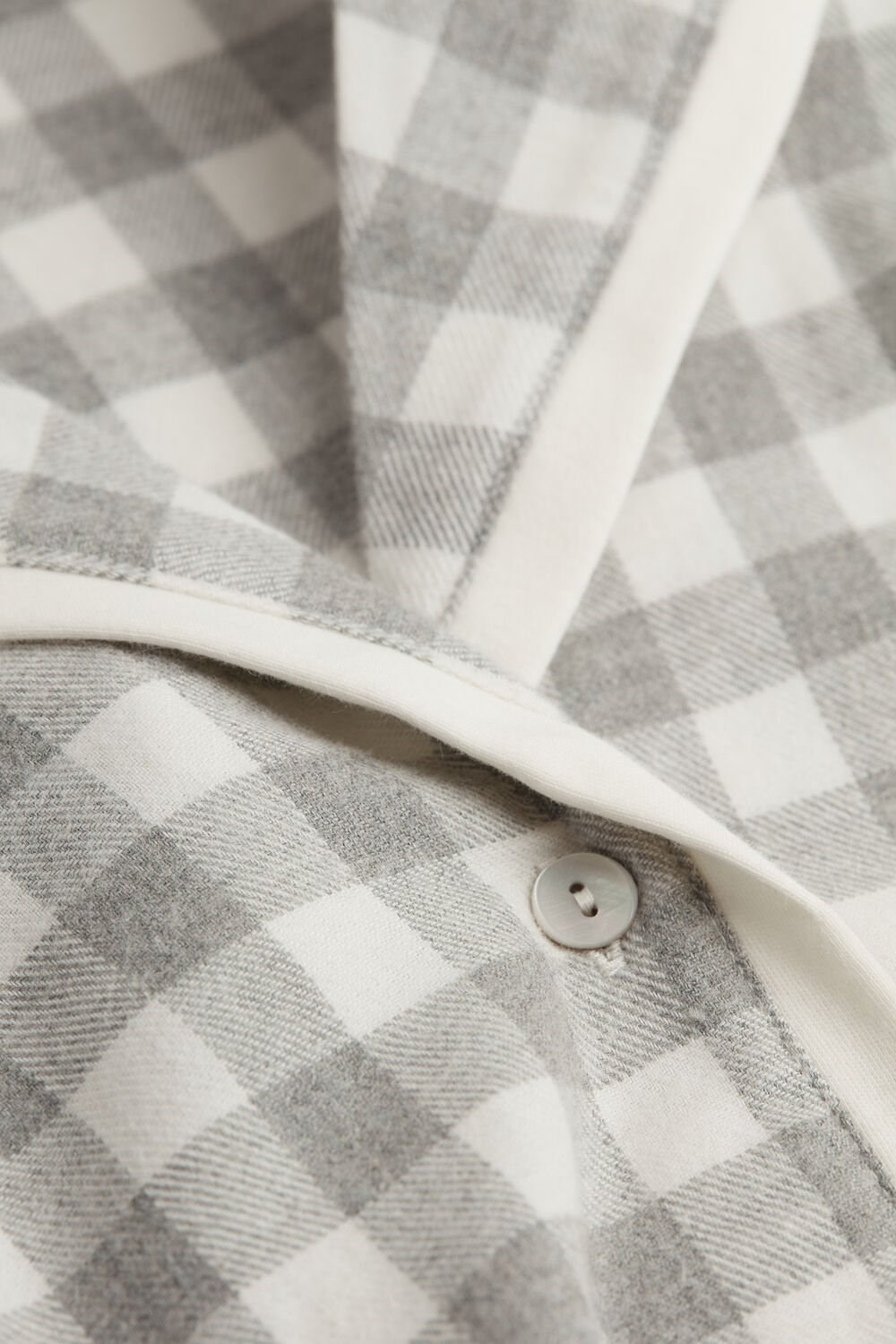 Intimissimi Gingham Lover Shirt in Brushed Cloth White - 896i - Heathered Grey Square / Talc | 1548XFHAR