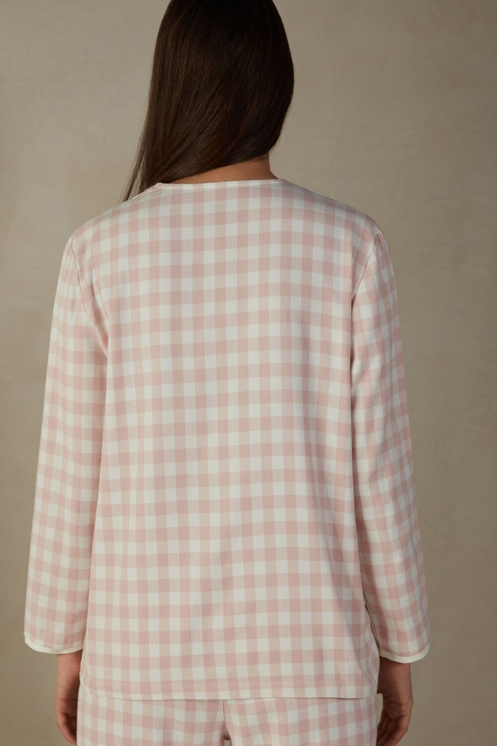 Intimissimi Gingham Lover Shirt in Brushed Cloth White - 895i - Pink Check / Talc | 4903JIVAR