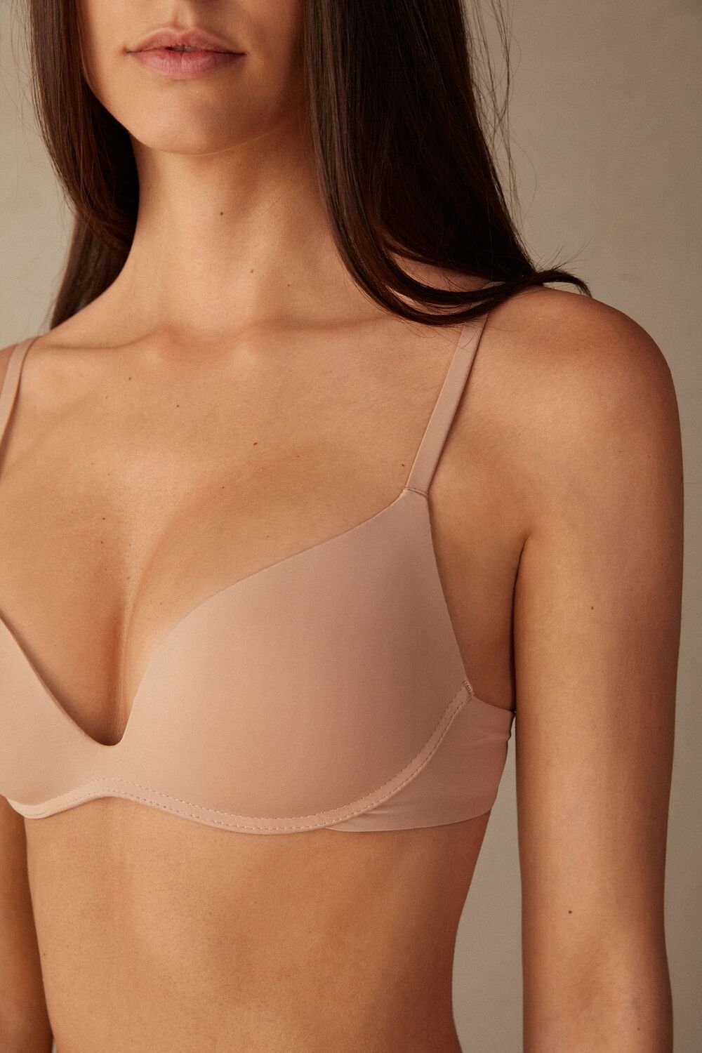 Intimissimi Gioia B Cup Microfiber Super Push-Up Bra Natural - 044 - Soft Beige | 5936KMAZJ