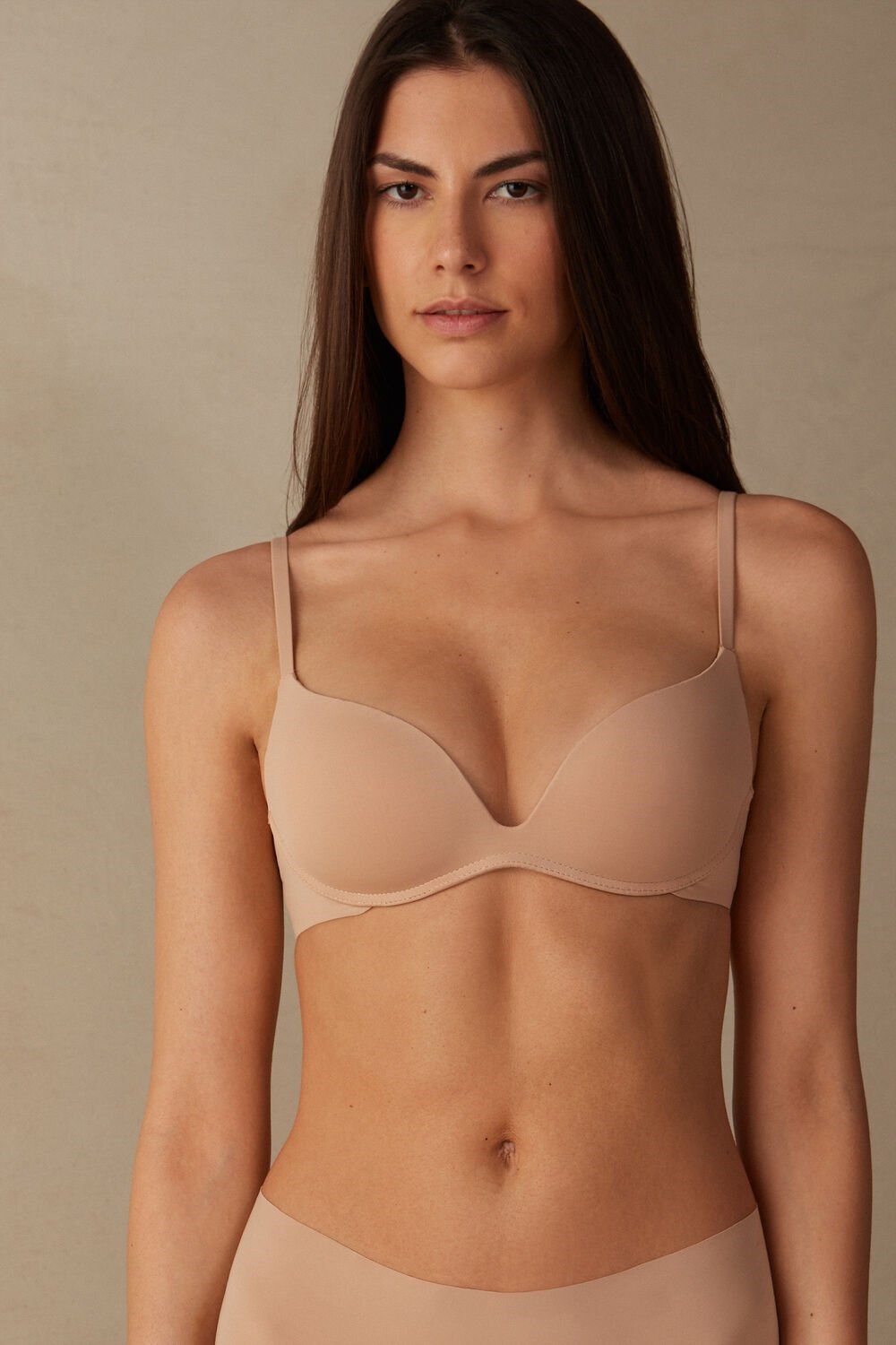 Intimissimi Gioia B Cup Microfiber Super Push-Up Bra Natural - 044 - Soft Beige | 5936KMAZJ