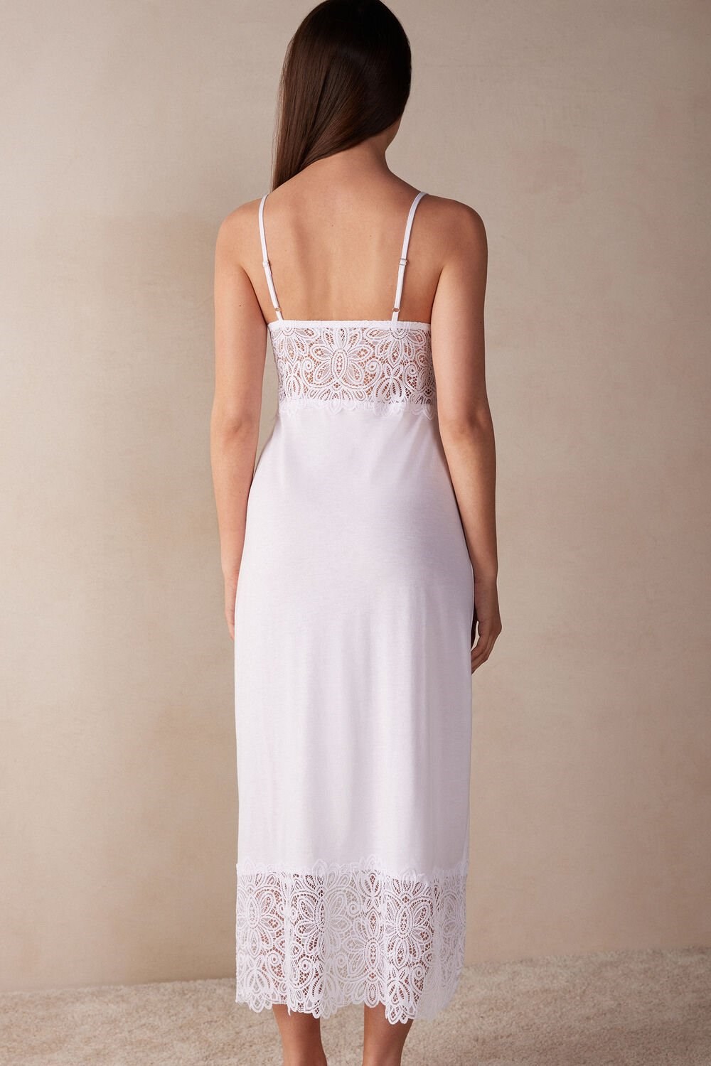 Intimissimi Hot Summer Days Long Nightgown in Supima® Ultrafresh Cotton White - 001 - White | 3467OBTPU