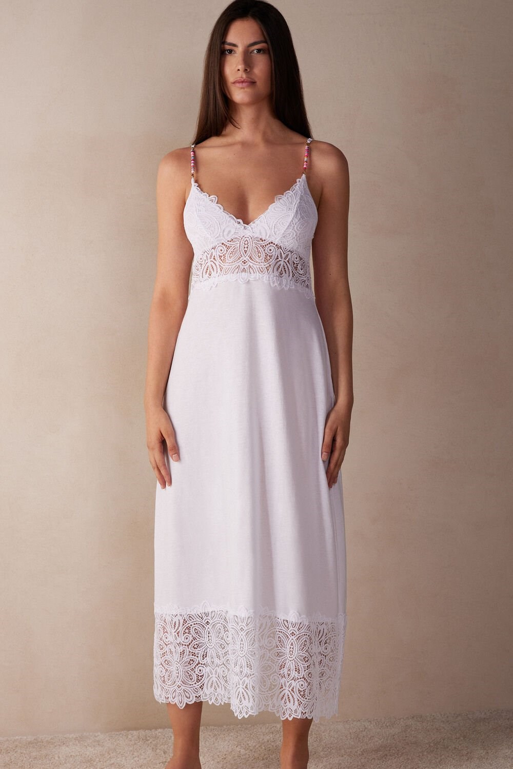 Intimissimi Hot Summer Days Long Nightgown in Supima® Ultrafresh Cotton White - 001 - White | 3467OBTPU