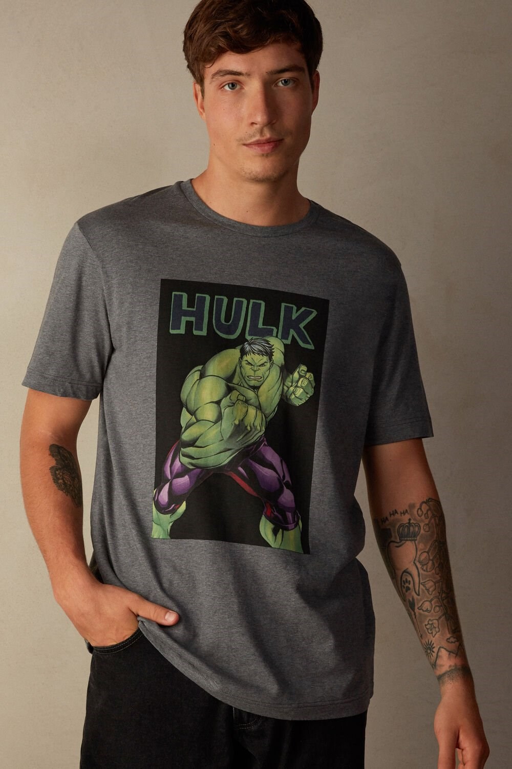 Intimissimi Hulk Print T-shirt Dark Grey | 6251JYHEL