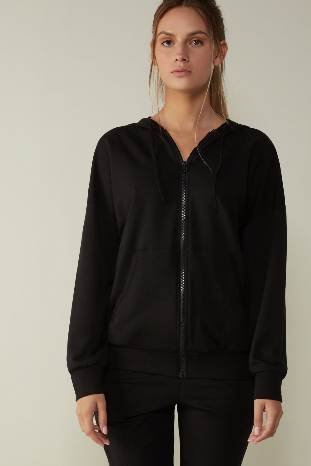 Intimissimi In Action Hoodie Sweatshirt Black - 019 - Black | 7429NOFJR