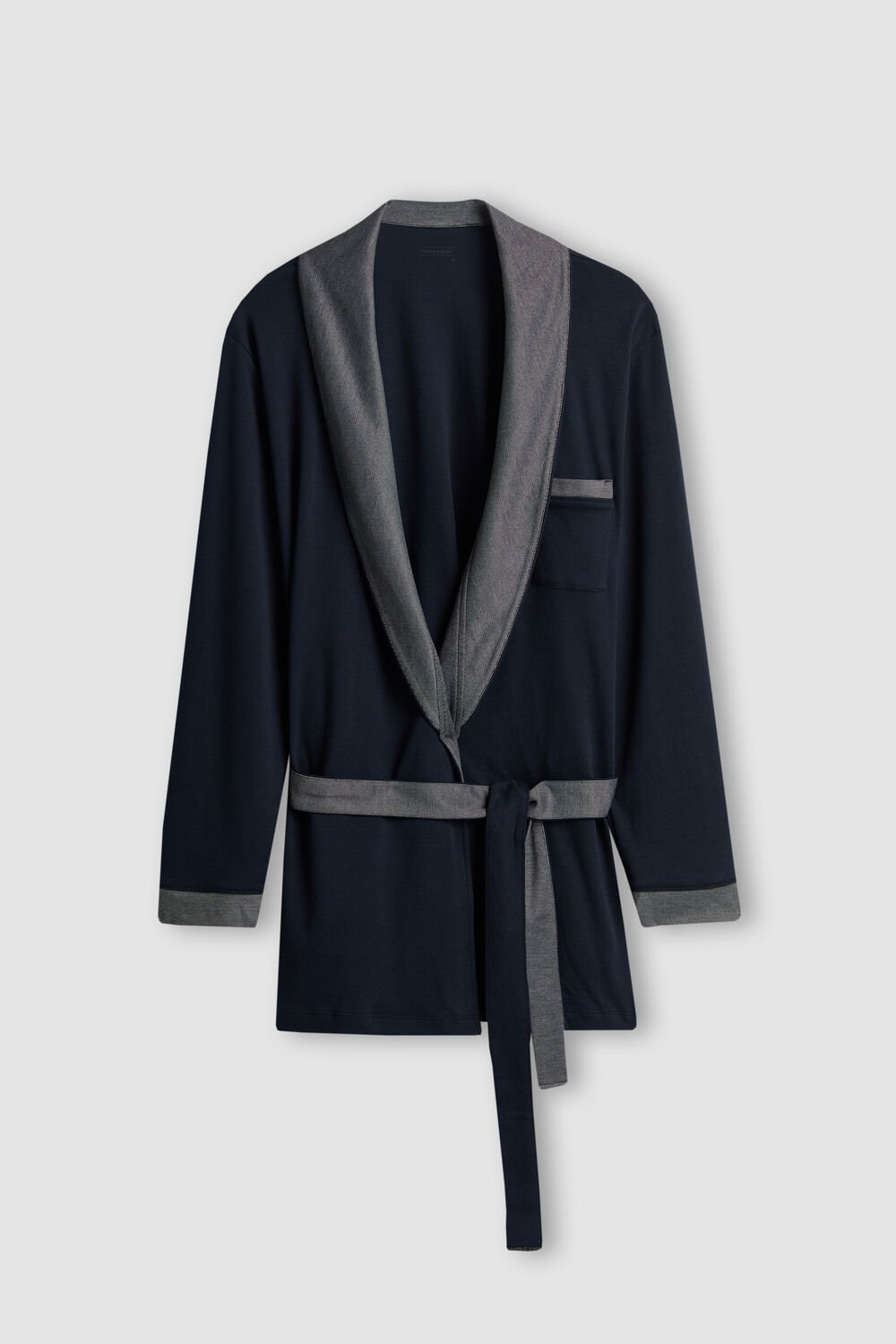 Intimissimi Interlock Cotton Smoking Jacket Blue - 800 - Midnight Blue | 9835IMVWZ