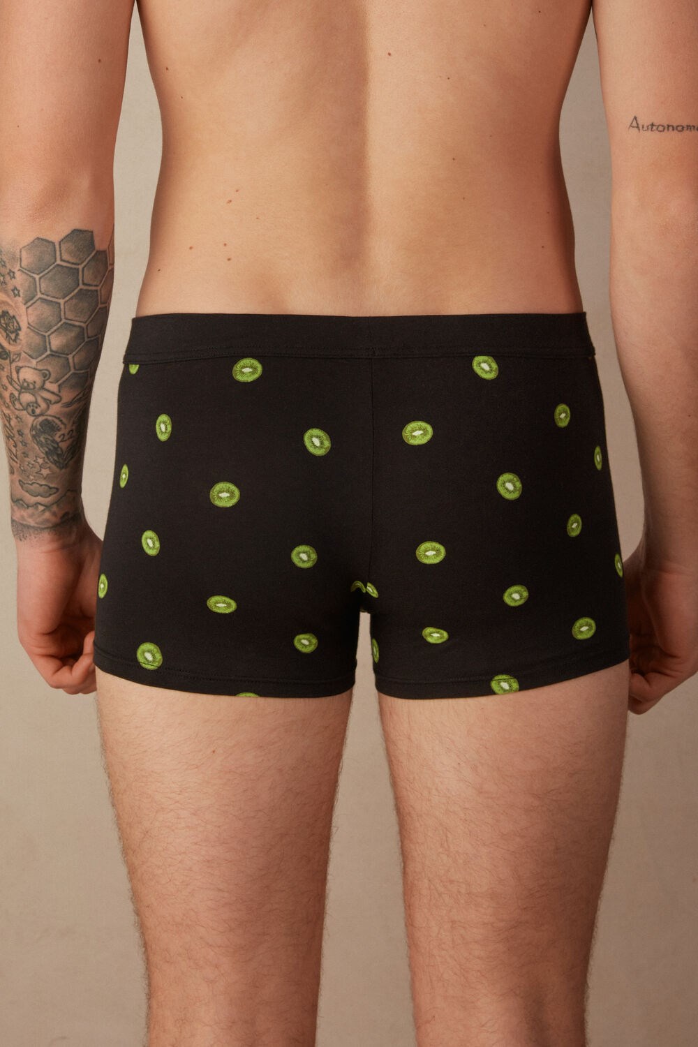 Intimissimi Kiwi Boxers in Natural Fresh Supima® Cotton Black - 316j - Black Kiwi Print | 3480BWIQF