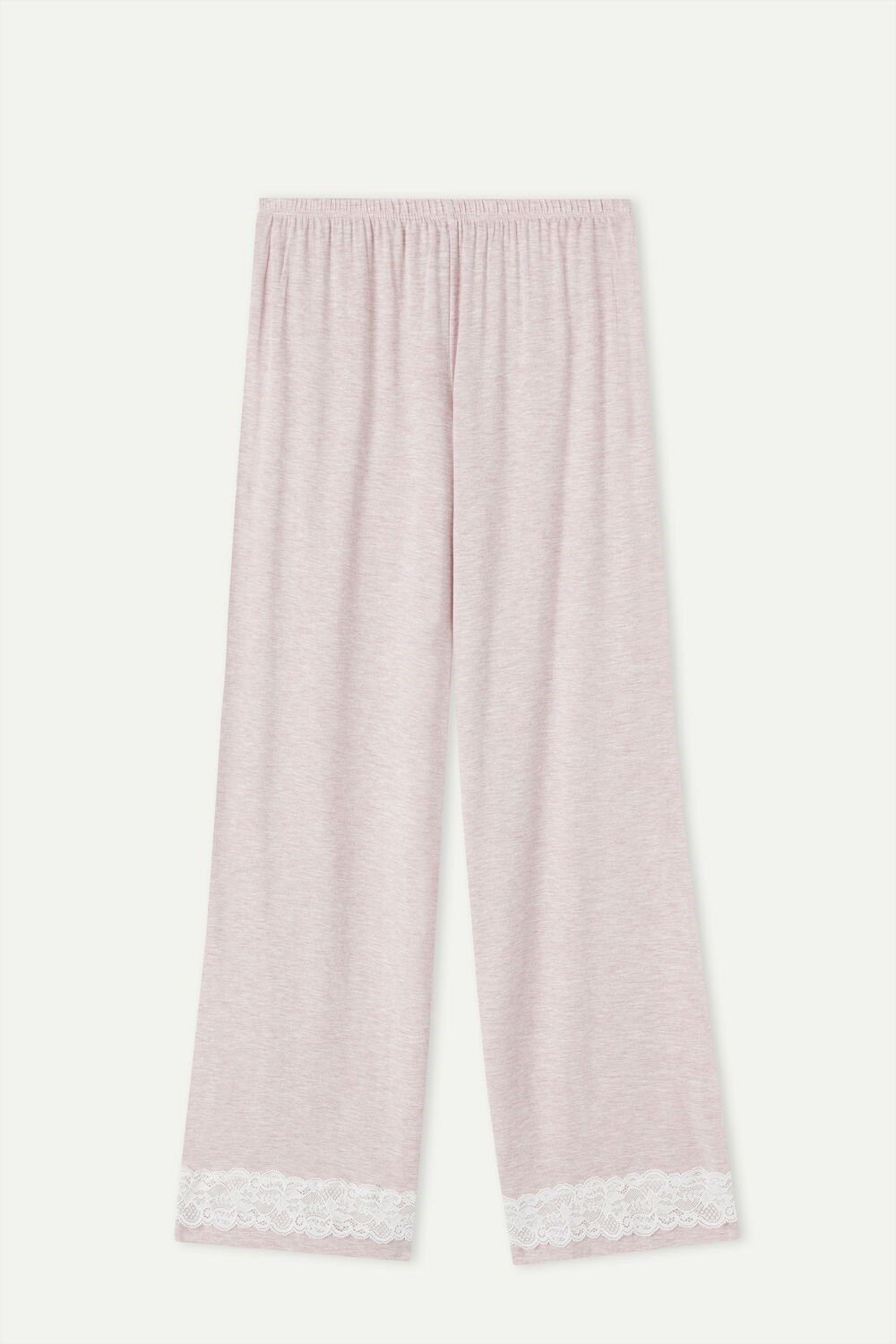 Intimissimi Lace Trim Full Length Pants in Modal Pale Pink - 008j - Heathered Light Pink | 5209FMYJS