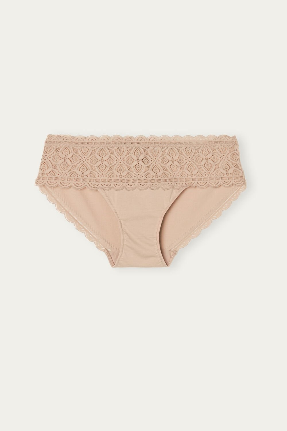 Intimissimi Lace and Cotton High Rise Panties Natural - 044 - Soft Beige | 0392PKLXM