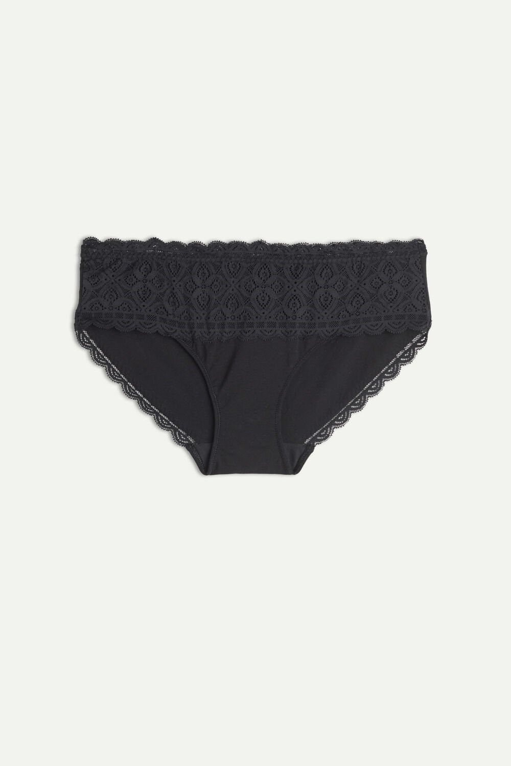 Intimissimi Lace and Cotton High Rise Panties Black - 019 - Black | 5094QOXET