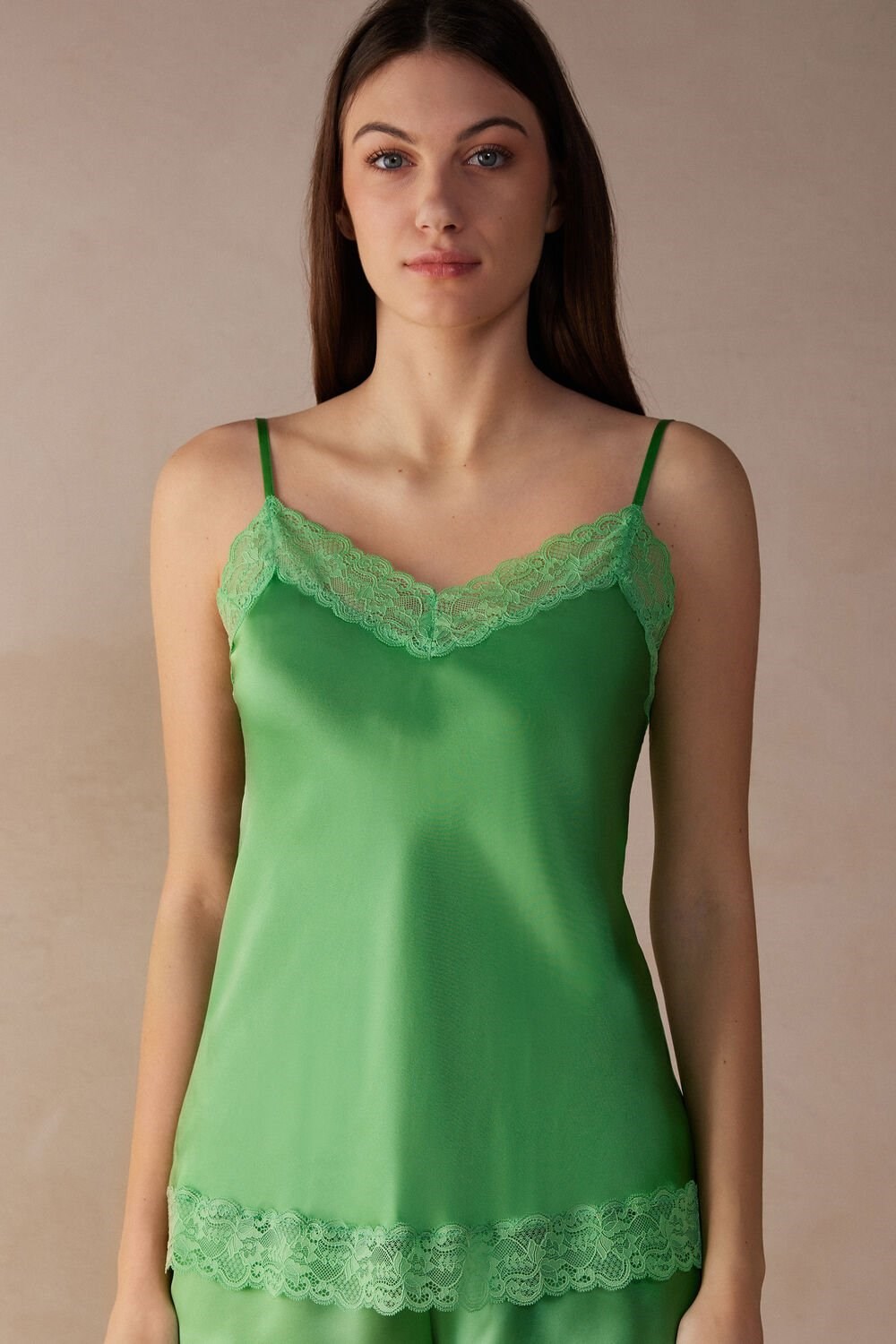 Intimissimi Lace and Silk Top Green - 218j - Apple Mint | 1058FCAUP