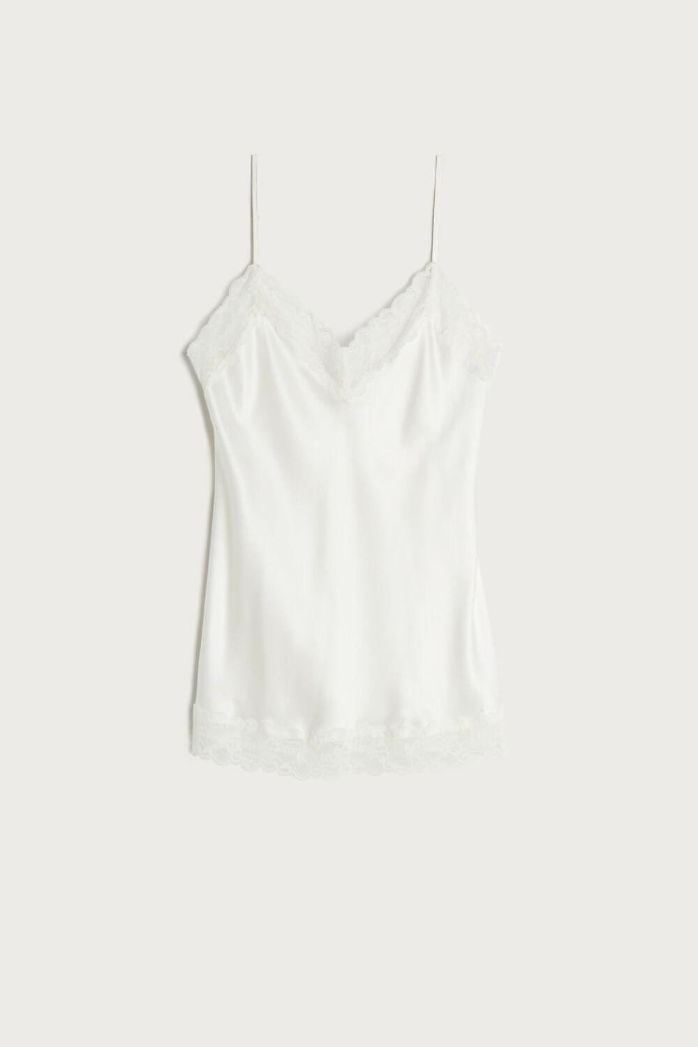 Intimissimi Lace and Silk Top Ivory - 2127 - Talc White | 0816PSIVM