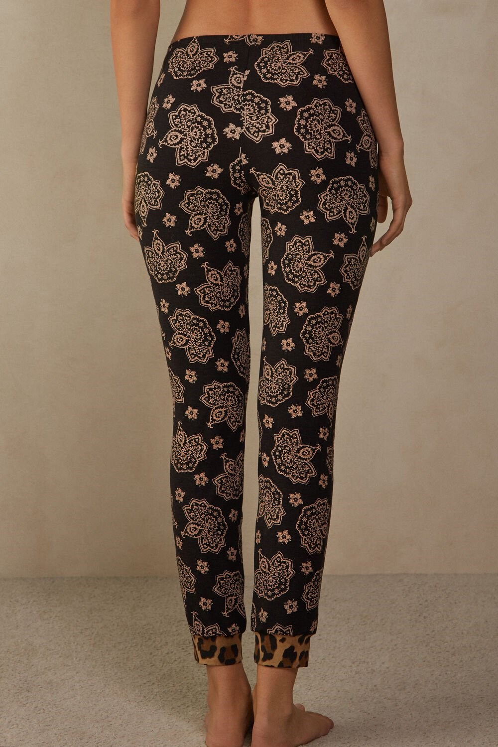 Intimissimi Lady Animalier Modal Cuffed Pants Print - 146j - Black Paisley / Animal Print | 6390RZGJN