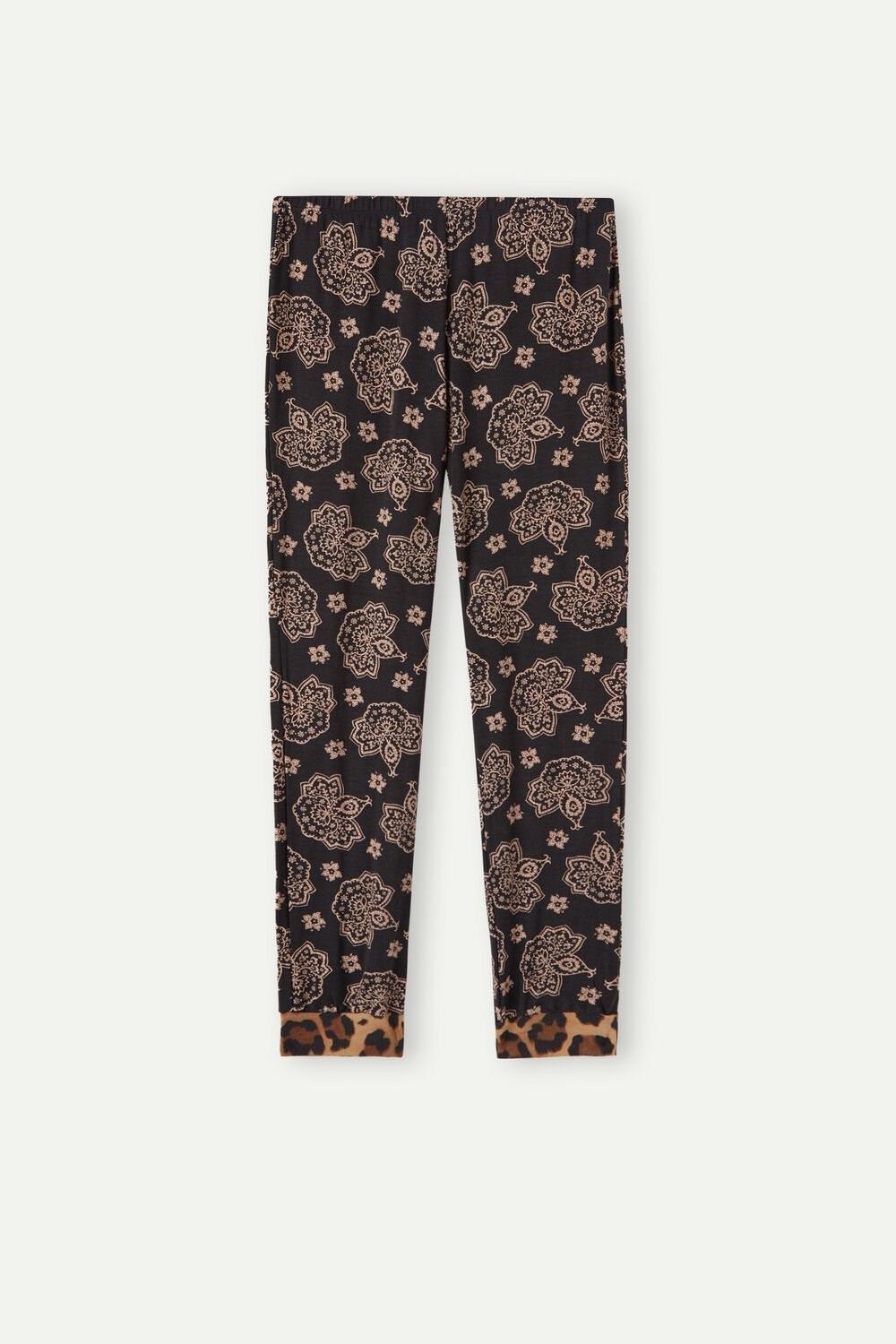 Intimissimi Lady Animalier Modal Cuffed Pants Print - 146j - Black Paisley / Animal Print | 6390RZGJN