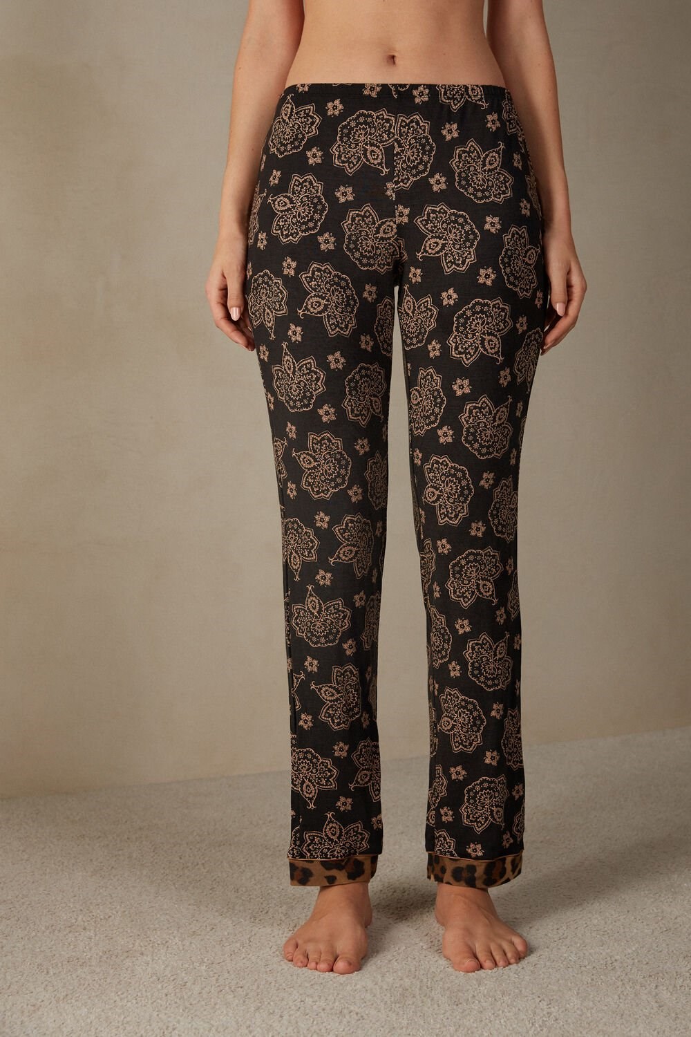 Intimissimi Lady Animalier Modal Pants Print - 146j - Black Paisley / Animal Print | 8903HEJVS