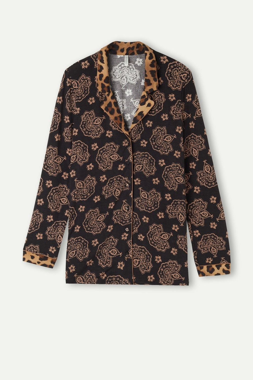 Intimissimi Lady Animalier Modal Shirt Print - 146j - Black Paisley / Animal Print | 4192IVARH