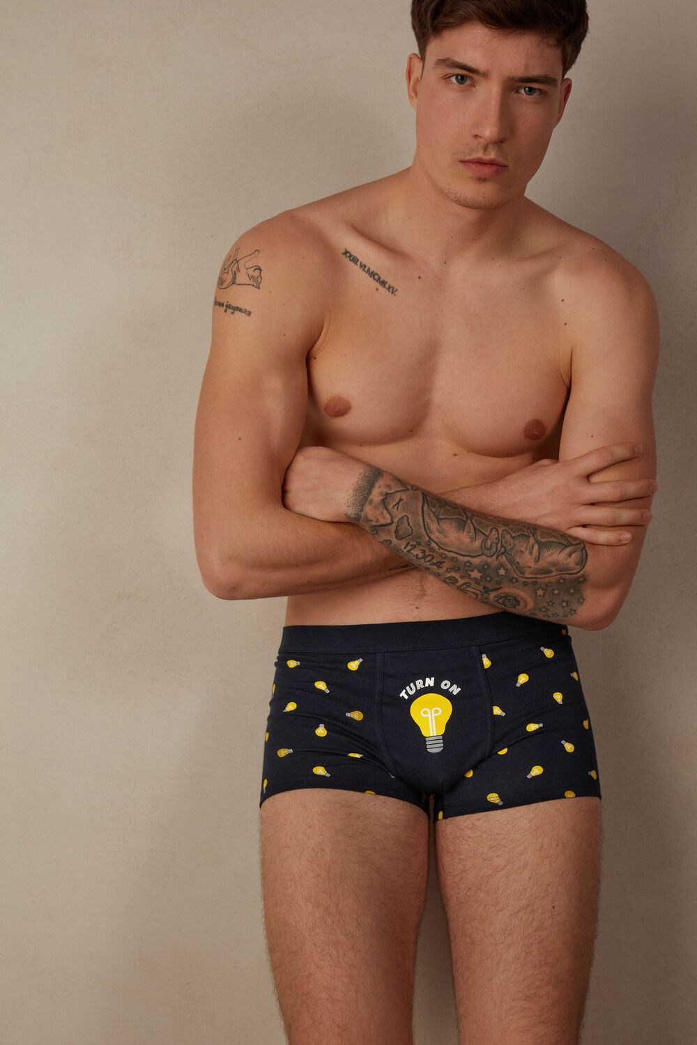 Intimissimi Light Bulb Boxers in Stretch Supima® Cotton Blue - 177j - Midnight Blue Light Bulb Print | 0961DQZWE