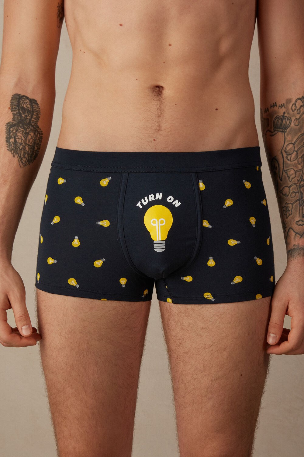 Intimissimi Light Bulb Boxers in Stretch Supima® Cotton Blue - 177j - Midnight Blue Light Bulb Print | 0961DQZWE