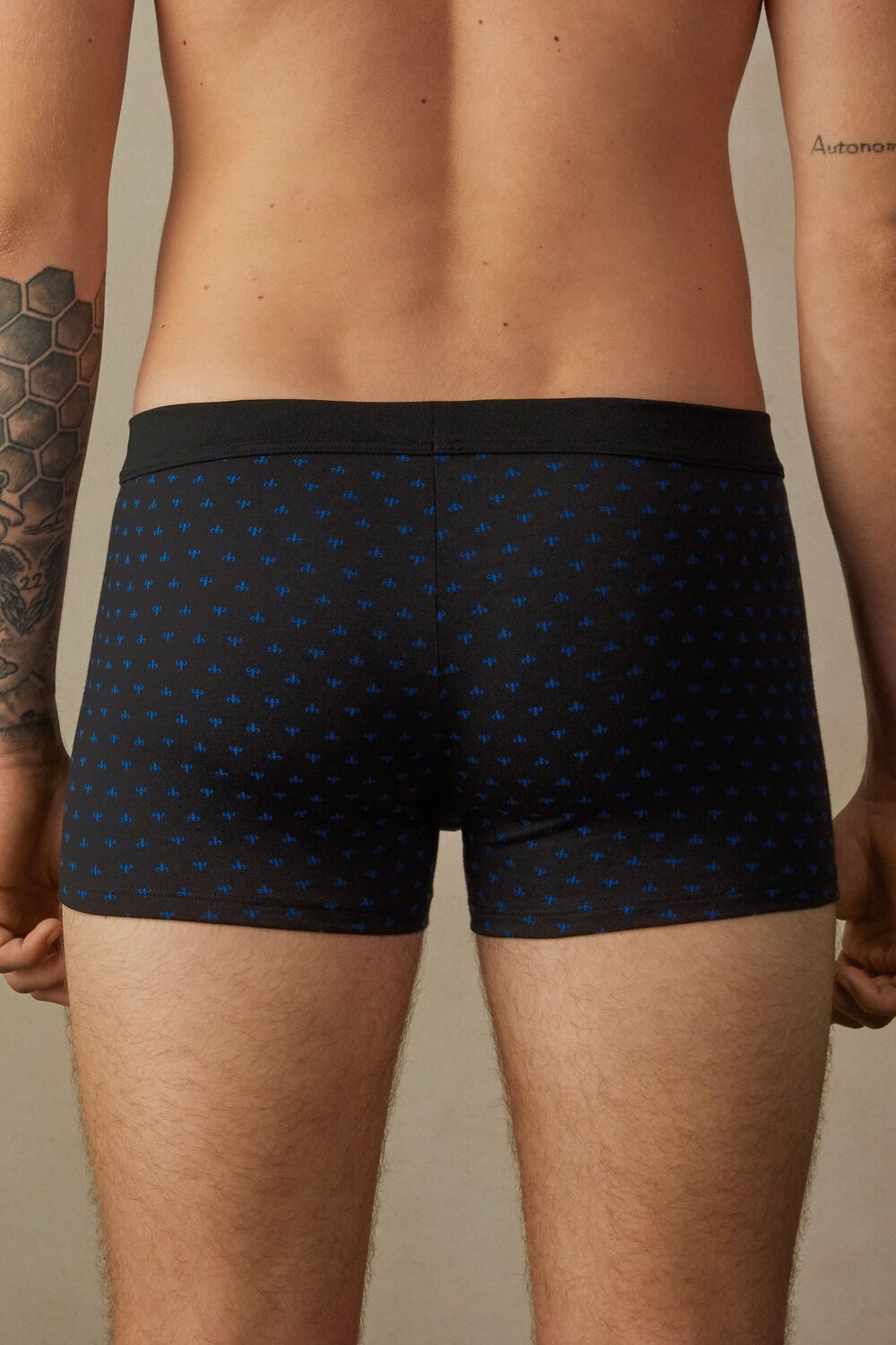 Intimissimi Lily Boxers in Stretch Supima® Cotton Black - 066j - Black Lily Print | 6453WOYKP