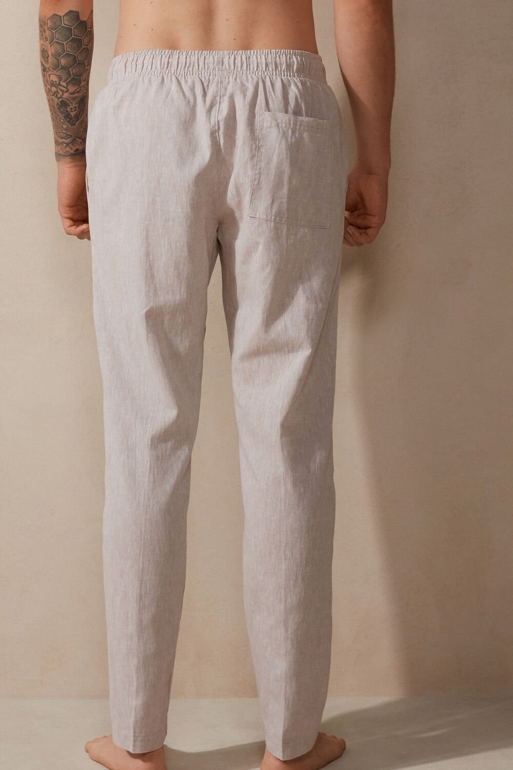 Intimissimi Linen and Cotton Full Length Pants Natural - 917i - Linen White | 8061UVYGE