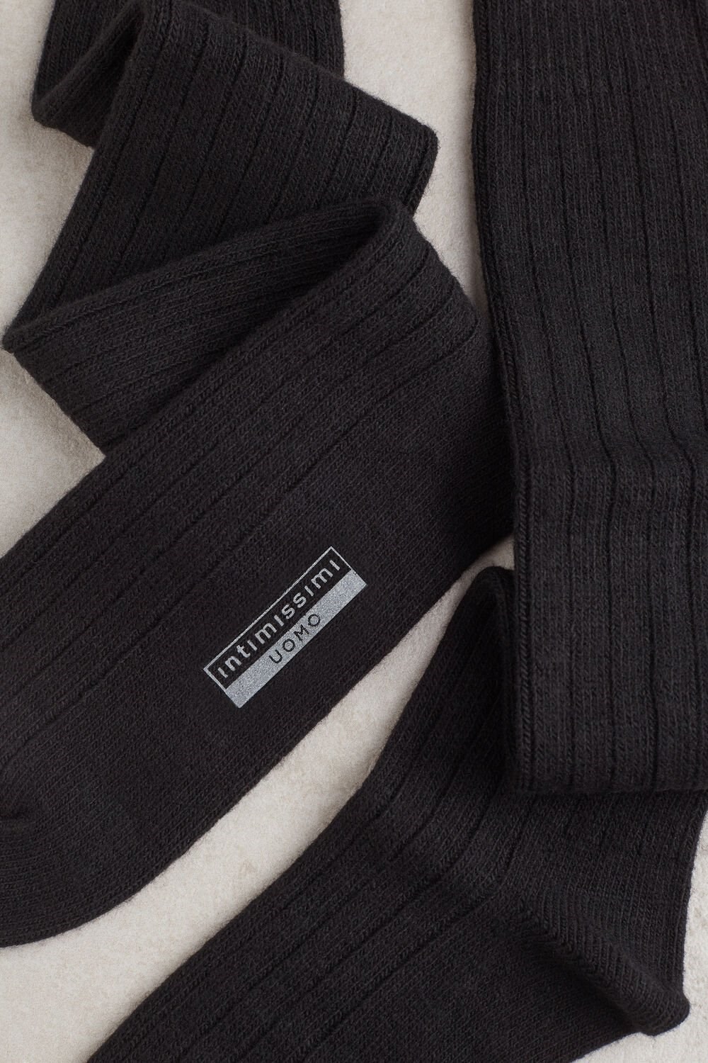 Intimissimi Long Ribbed Socks in Cashmere and Wool Black - 019 - Black | 0681WVERM