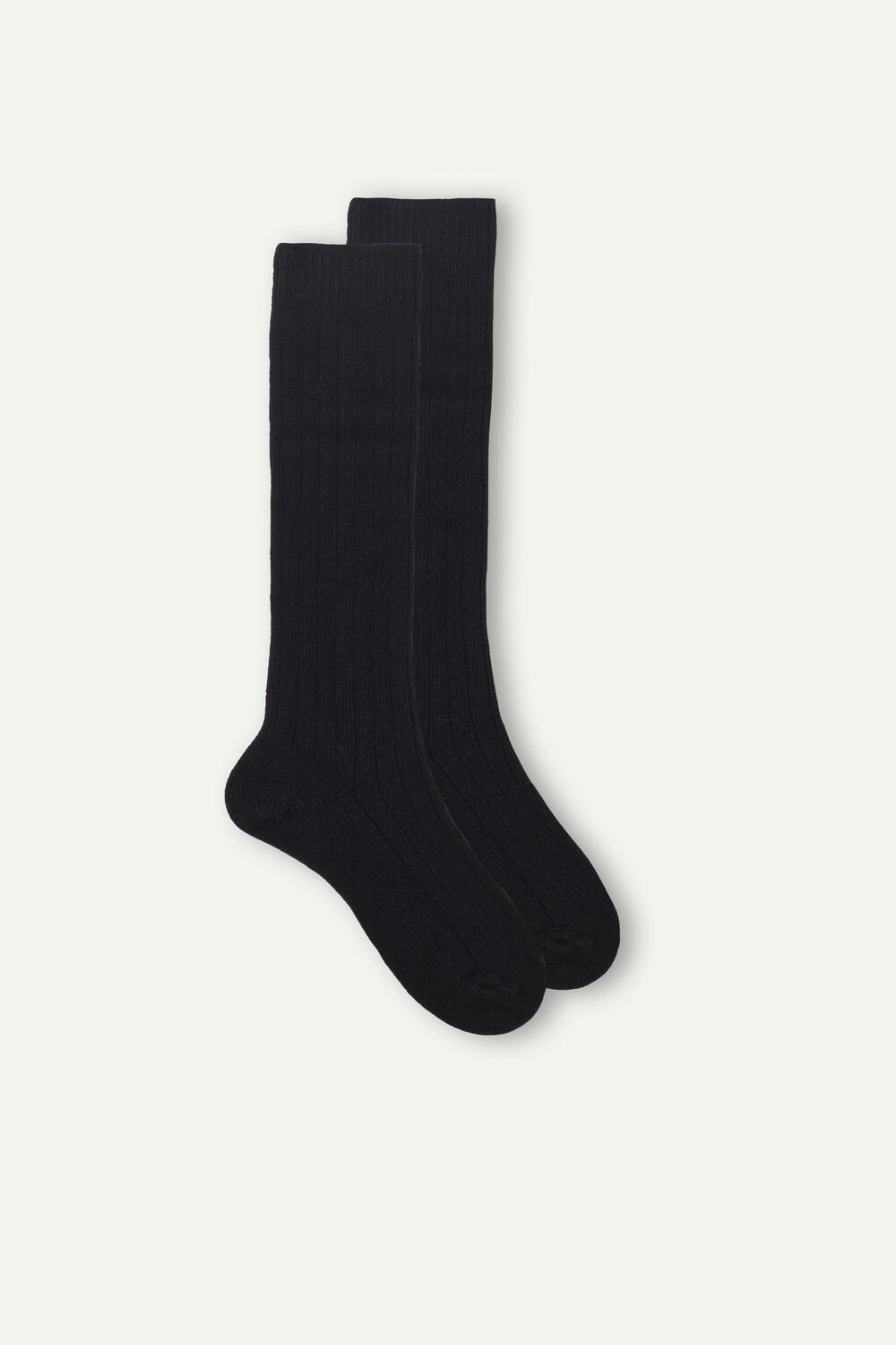 Intimissimi Long Ribbed Socks in Cashmere and Wool Black - 019 - Black | 0681WVERM