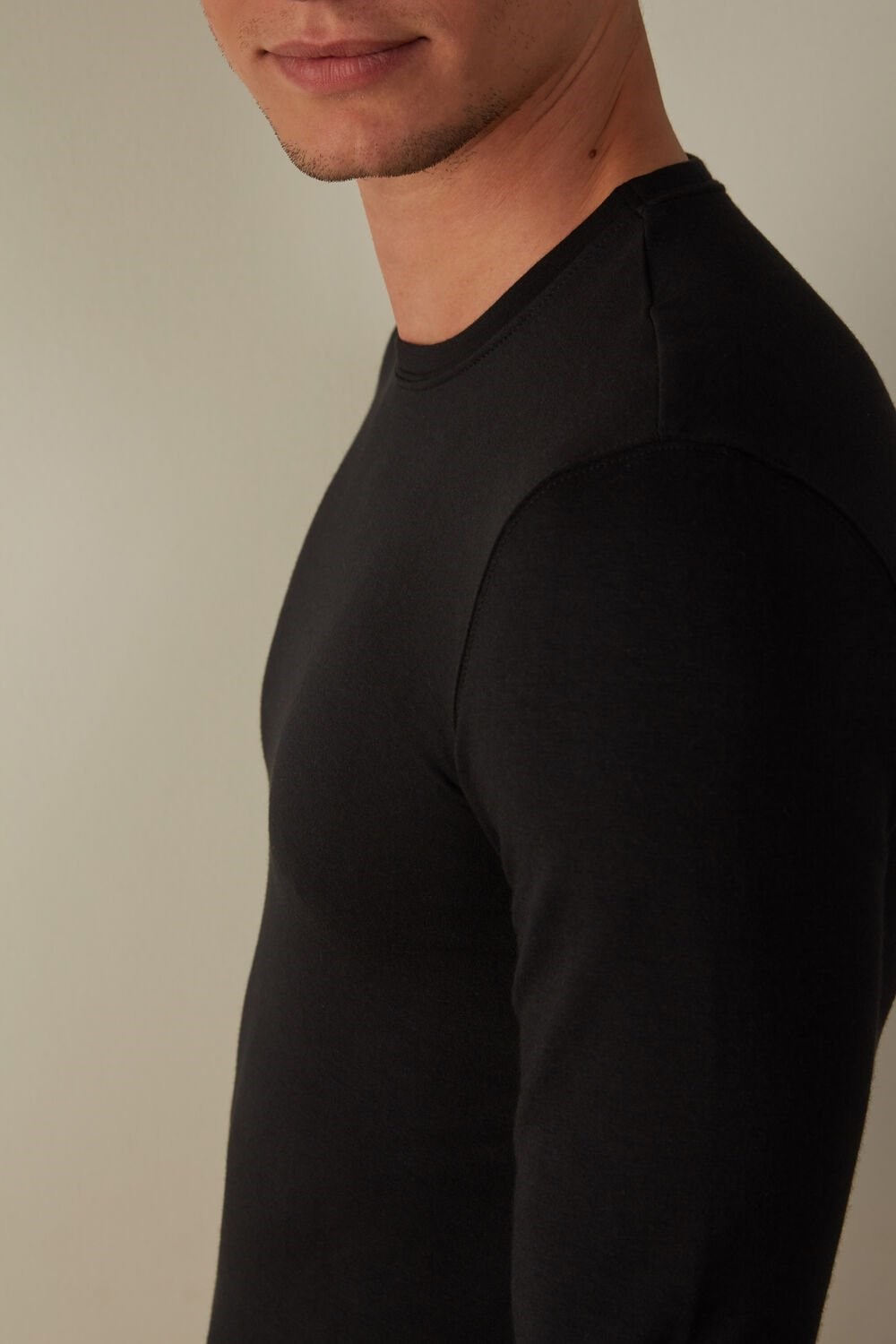 Intimissimi Long-Sleeve Modal-Cashmere Top Black - 019 - Black | 0759IUWRC