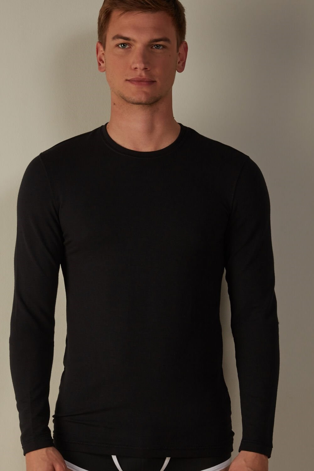 Intimissimi Long-Sleeve Modal-Cashmere Top Black - 019 - Black | 0759IUWRC