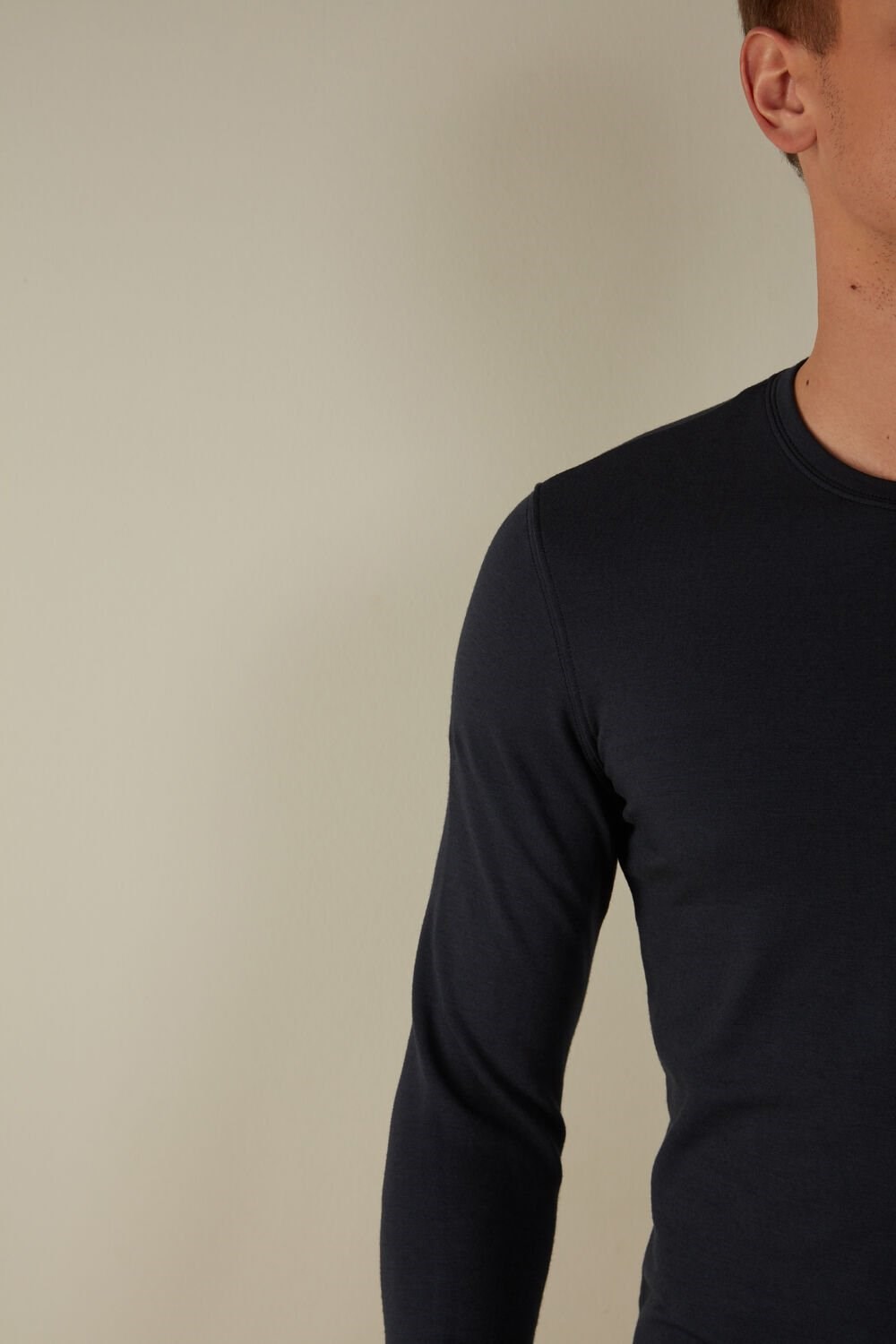 Intimissimi Long-Sleeve Modal-Cashmere Top Blue - 800 - Midnight Blue | 5901EIKNT