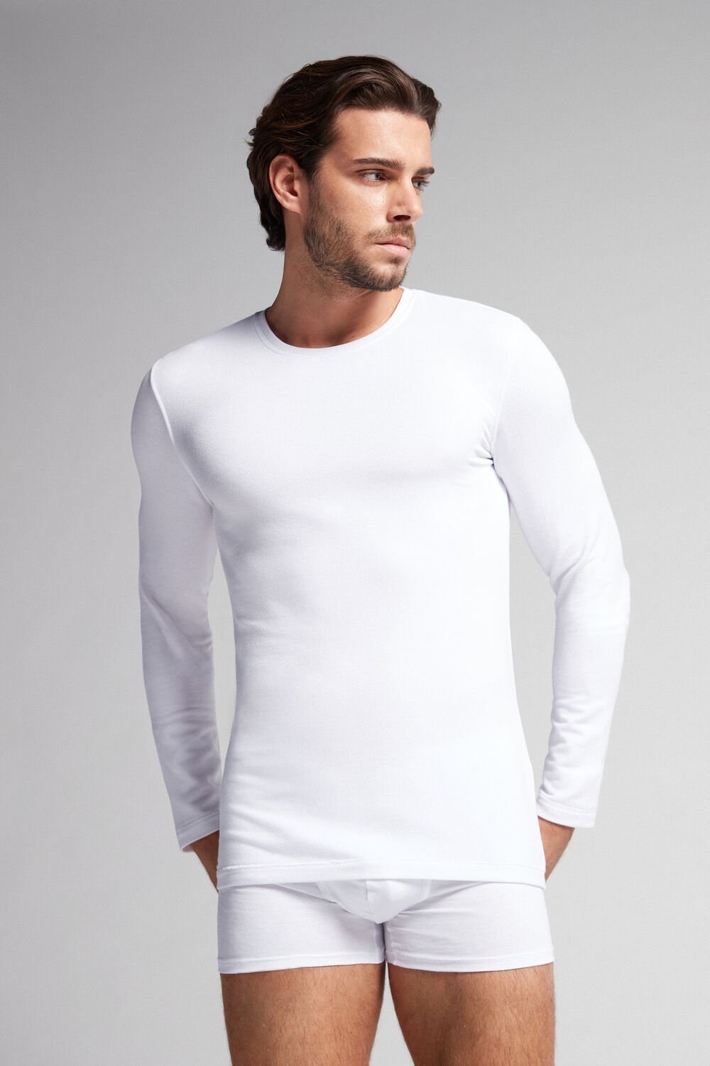 Intimissimi Long-Sleeve Modal-Cashmere Top White - 001 - White | 8259SWVPB