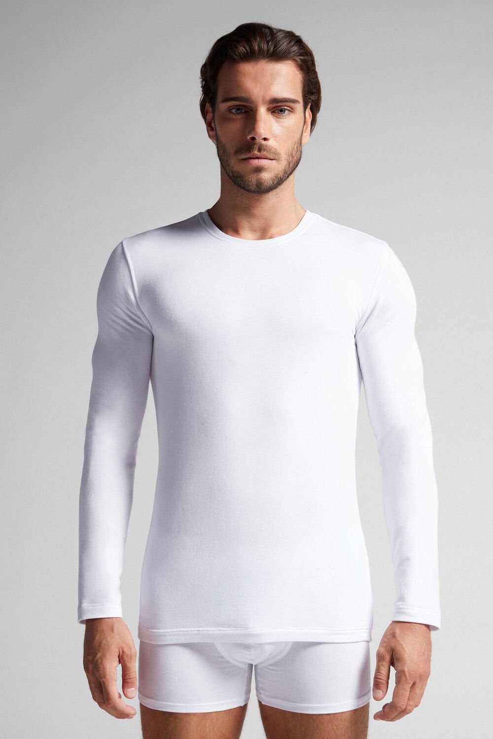 Intimissimi Long-Sleeve Modal-Cashmere Top White - 001 - White | 8259SWVPB