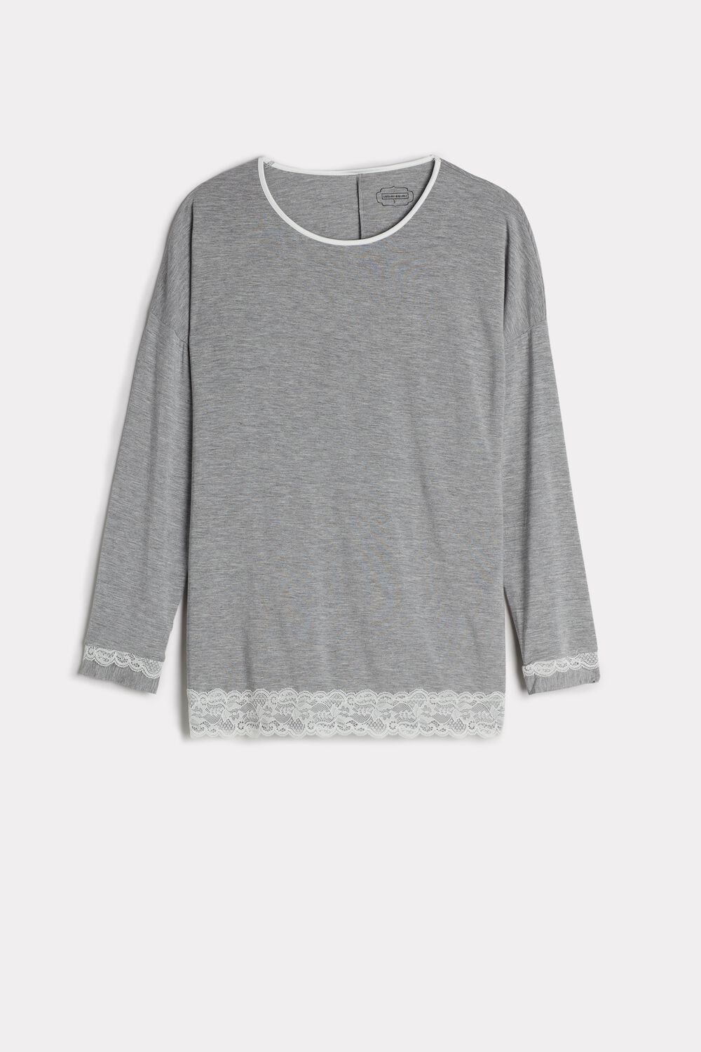 Intimissimi Long-Sleeve Round-Neck Modal Top Grey - 031 - Light Heathered Grey | 0893PRQGJ