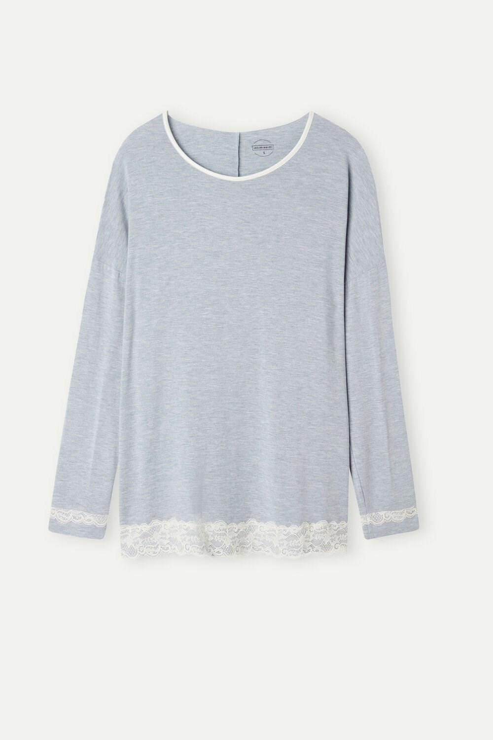 Intimissimi Long-Sleeve Round-Neck Modal Top Light Blue - 009j - Heathered Light Blue | 6042OSLKI