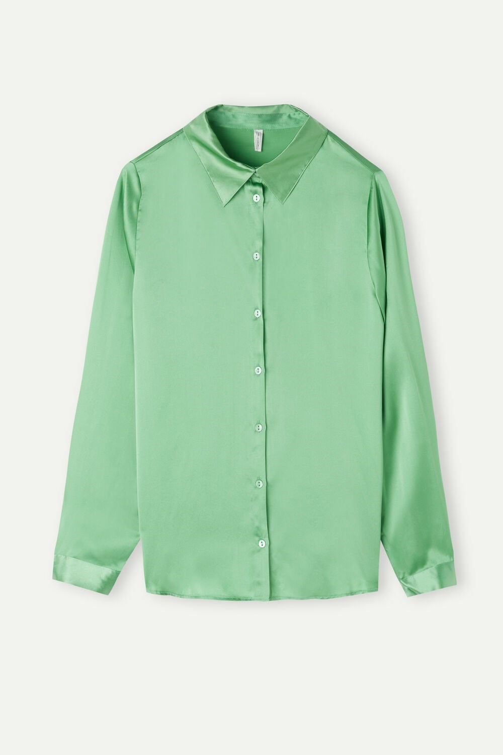 Intimissimi Long Sleeve Silk Shirt Green - 218j - Apple Mint | 3715CAUHS