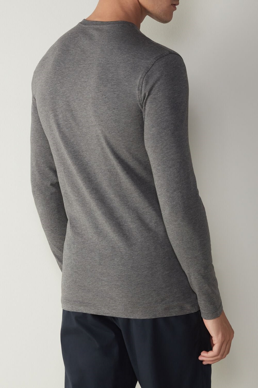 Intimissimi Long-Sleeve Stretch Supima Cotton Top Dark Grey - | 4956CWOTR